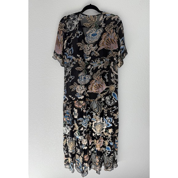 Johnny Was Melina Floral Maxi Dress XS Black Multicolor Velvet Burnout Metallic - Picture 4 of 7
